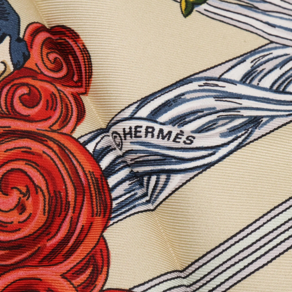 HERMES Cream Silk Scarf - Picture 8 of 8